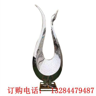 不锈钢镜面抽象天鹅雕塑