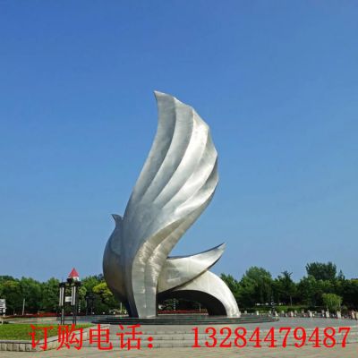大型不锈钢抽象鸽子雕塑