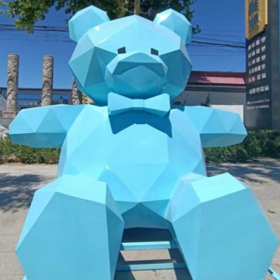 不锈钢几何熊雕塑