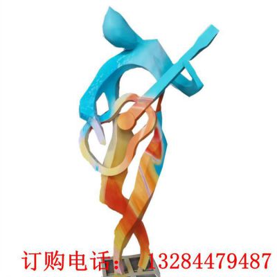 不锈钢抽象人物弹吉他雕塑