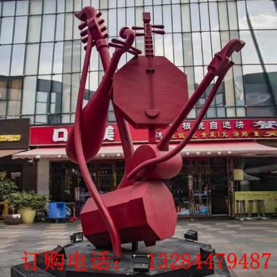 不锈钢抽象二胡雕塑