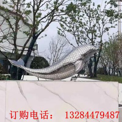 不锈钢发光海豚雕塑