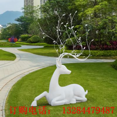 不锈钢树枝角鹿雕塑