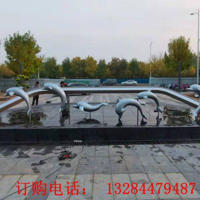 不锈钢镜面海豚雕塑