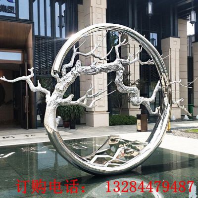 不锈钢圆环树枝雕塑
