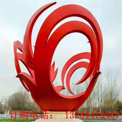 大型不锈钢抽象凤尾雕塑