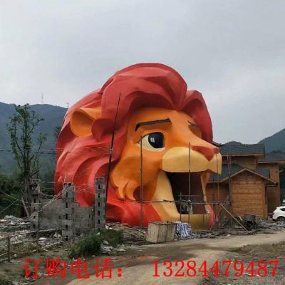 不锈钢狮子头雕塑