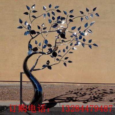 不锈钢镜面树枝雕塑