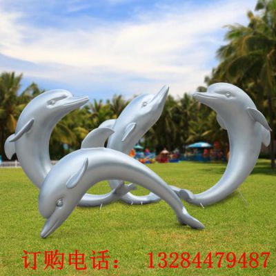 不锈钢镜面海豚雕塑