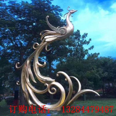 铸铜抽象凤凰雕塑