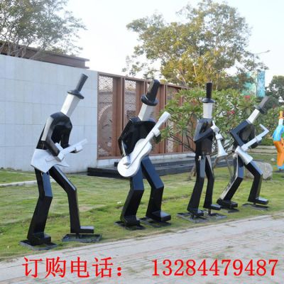 不锈钢抽象人物乐队雕塑