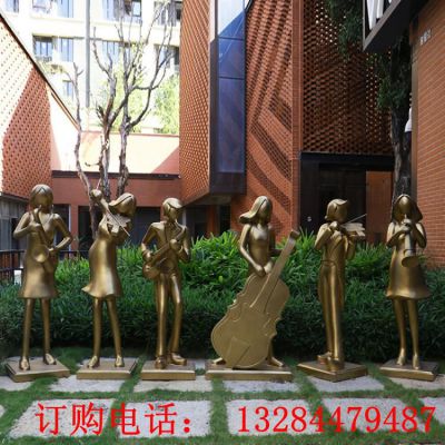 铸铜人物乐队雕塑