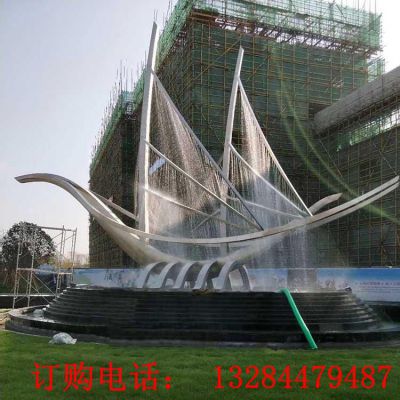 大型不锈钢抽象镂空船雕塑