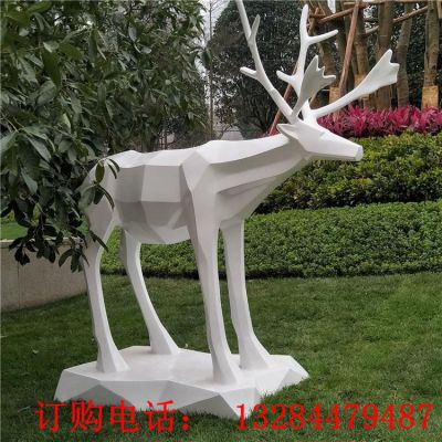 不锈钢几何麋鹿雕塑