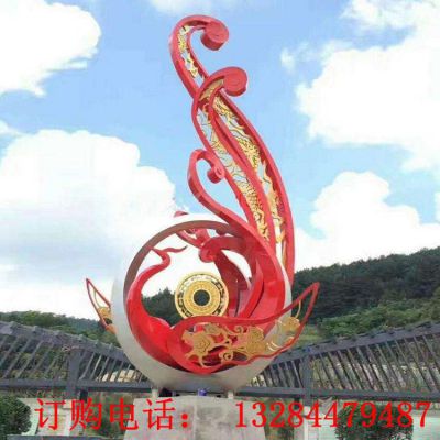 大型不锈钢凤凰雕塑