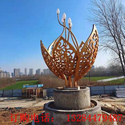 不锈钢镂空花蕊雕塑