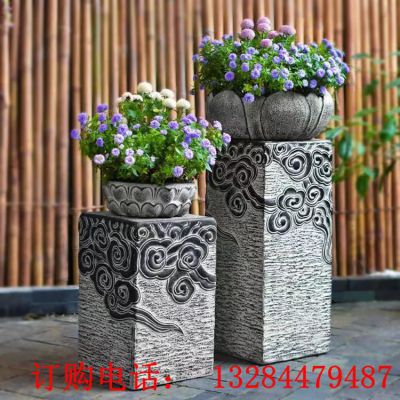 石雕花盆雕塑