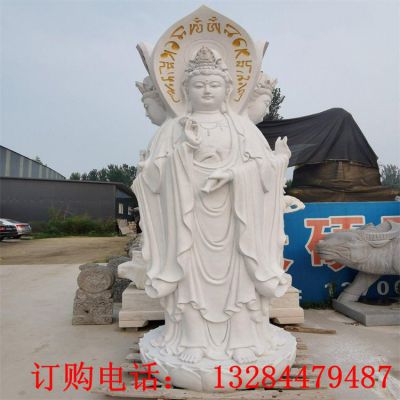 石雕三面观音雕塑