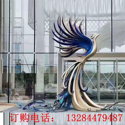 大型不锈钢凤凰雕塑