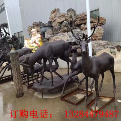 铸铜动物鹿雕塑