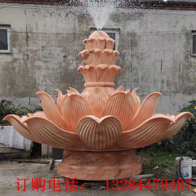 石雕晚霞红荷花喷泉雕塑