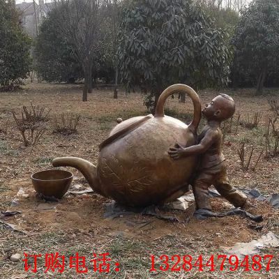 铸铜壶小孩雕塑