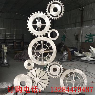 不锈钢齿轮钟表雕塑
