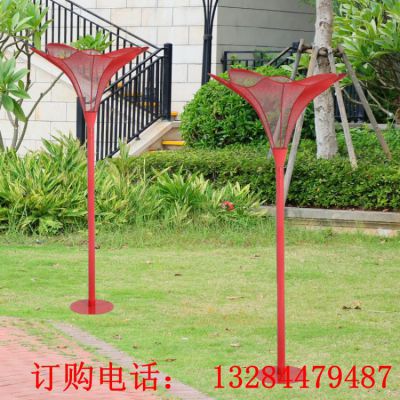 不锈钢镂空喇叭花路灯雕塑