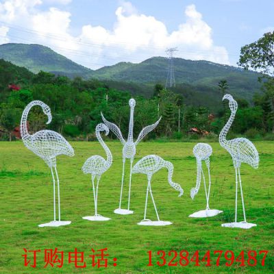 不锈钢镂空火烈鸟雕塑