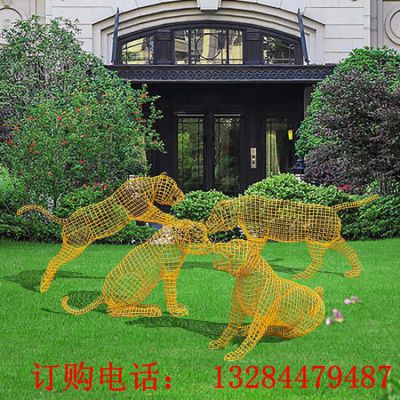 不锈钢镂空老虎雕塑