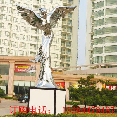 不锈钢镜面天使雕塑