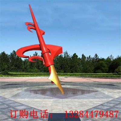 不锈钢红色钢笔雕塑