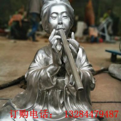 不锈钢女孩吹笛雕塑
