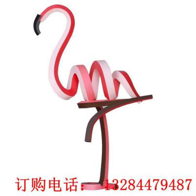 不锈钢线条火烈鸟雕塑