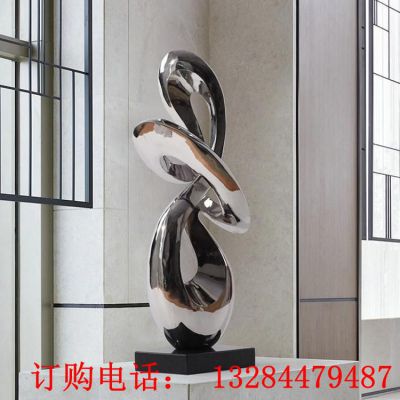 不锈钢抽象镜面飘带雕塑