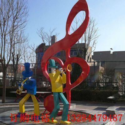 不锈钢抽象人物吹喇叭雕塑