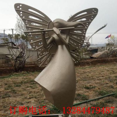 铸铜仙女吹笛雕塑