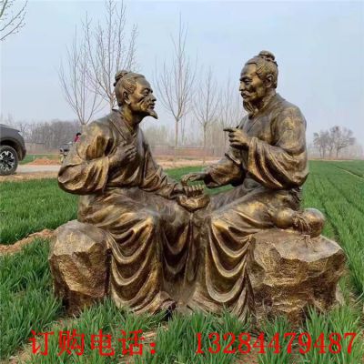 铸铜人物算卦雕塑