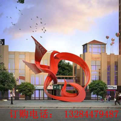 不锈钢抽象飘带凤凰雕塑