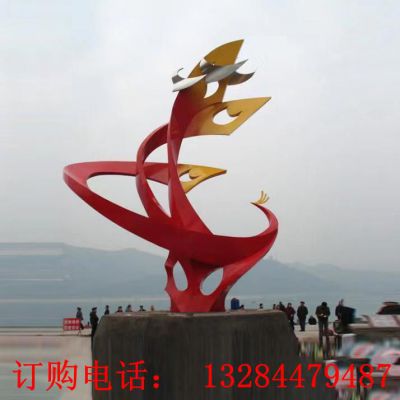 不锈钢抽象凤凰飞鸽雕塑