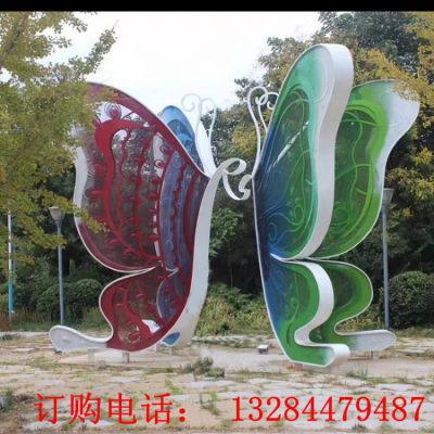 不锈钢彩绘蝴蝶雕塑