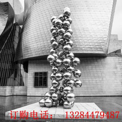 不锈钢圆球堆叠雕塑