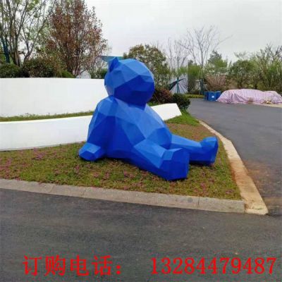 不锈钢几何熊雕塑