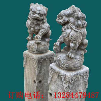 石雕貔貅拴马柱雕塑
