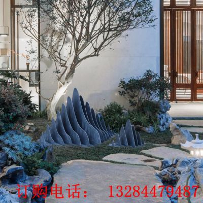 不锈钢切片假山雕塑