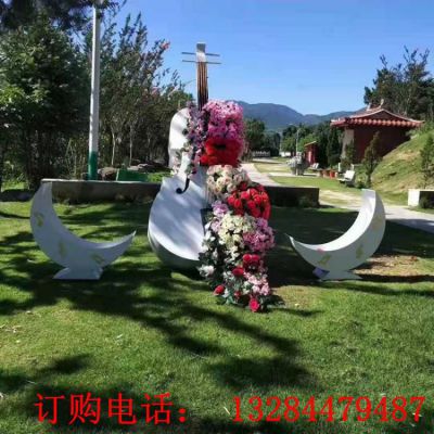 不锈钢大提琴花架雕塑