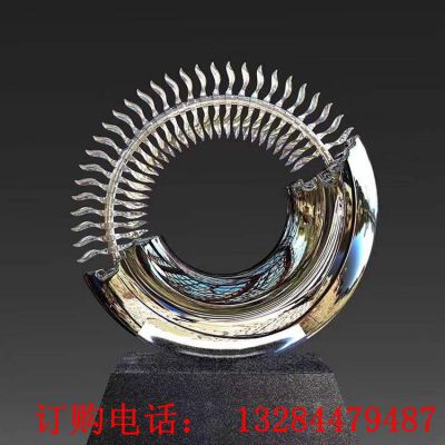不锈钢圆环鱼骨雕塑