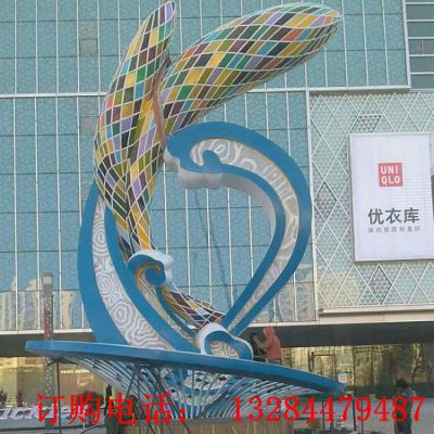 不锈钢抽象鲸鱼雕塑
