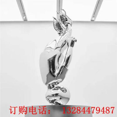 不锈钢孩童倒立雕塑