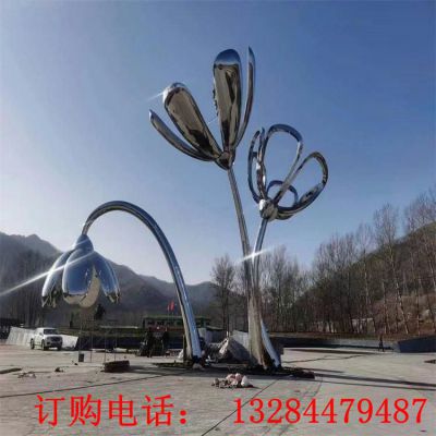 不锈钢镜面花朵雕塑